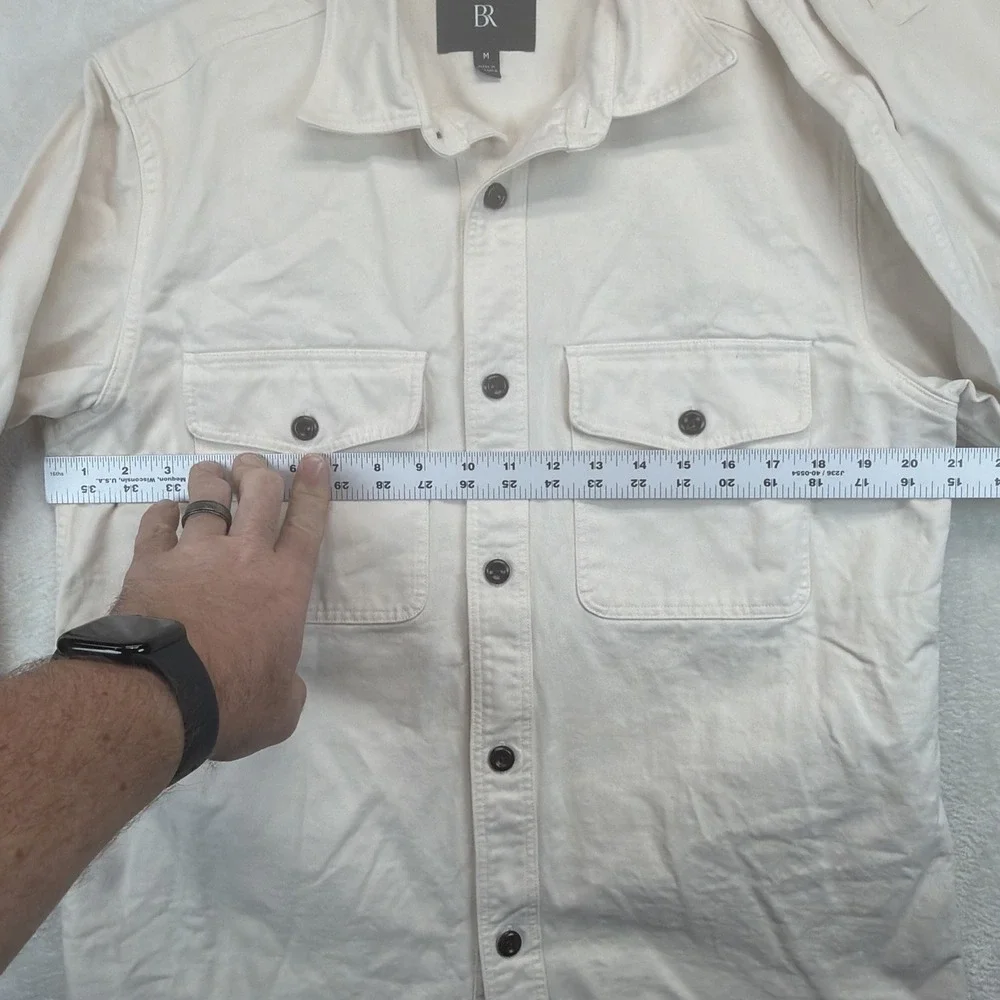 Banana Republic Men's Utility Overshirt Medium Cream Button Front Shirt